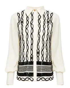 La Piscine Paris Chemisier en mousseline he à broderie chaîne Elisabetta Franchi*Femme Chemisiers & Blouses