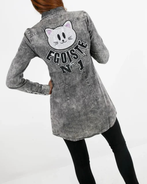 La Piscine Paris Chemisier à broderie chat Swarovski Philipp Plein*Femme Chemisiers & Blouses