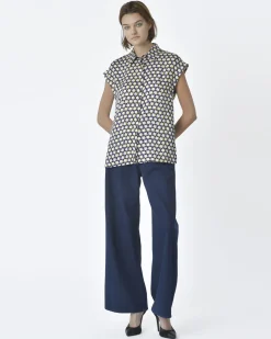 La Piscine Paris Chemisier e motif 60's violet, blanc Beatrice B*Femme Chemisiers & Blouses