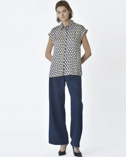 La Piscine Paris Chemisier e motif 60's violet, blanc Beatrice B*Femme Chemisiers & Blouses