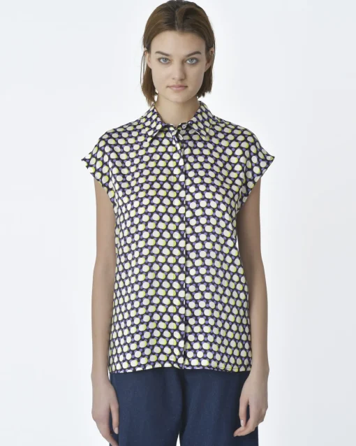 La Piscine Paris Chemisier e motif 60's violet, blanc Beatrice B*Femme Chemisiers & Blouses