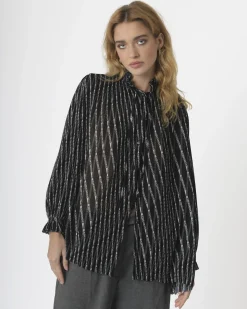La Piscine Paris Chemisier plissé à logo et à col volanté noué Balenciaga*Femme Chemisiers & Blouses