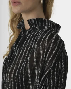 La Piscine Paris Chemisier plissé à logo et à col volanté noué Balenciaga*Femme Chemisiers & Blouses