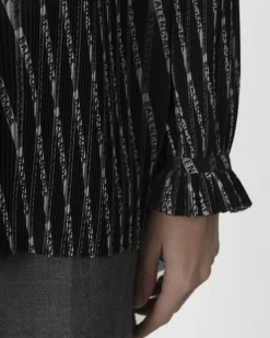 La Piscine Paris Chemisier plissé à logo et à col volanté noué Balenciaga*Femme Chemisiers & Blouses
