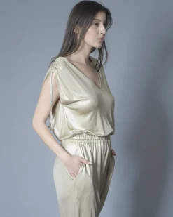 La Piscine Paris Combinaison en jersey métallisée beige Nude*Femme Combinaisons