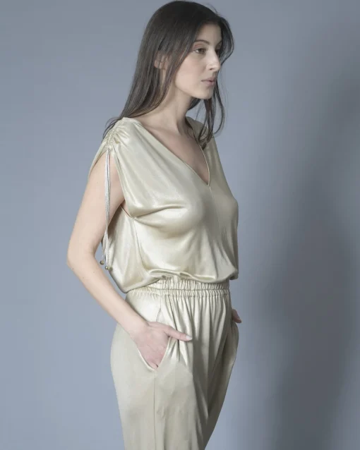 La Piscine Paris Combinaison en jersey métallisée beige Nude*Femme Combinaisons