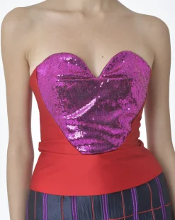 La Piscine Paris Corset bustier cœur en sequin violet Space Simona Corsellini*Femme Tops