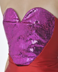 La Piscine Paris Corset bustier cœur en sequin violet Space Simona Corsellini*Femme Tops