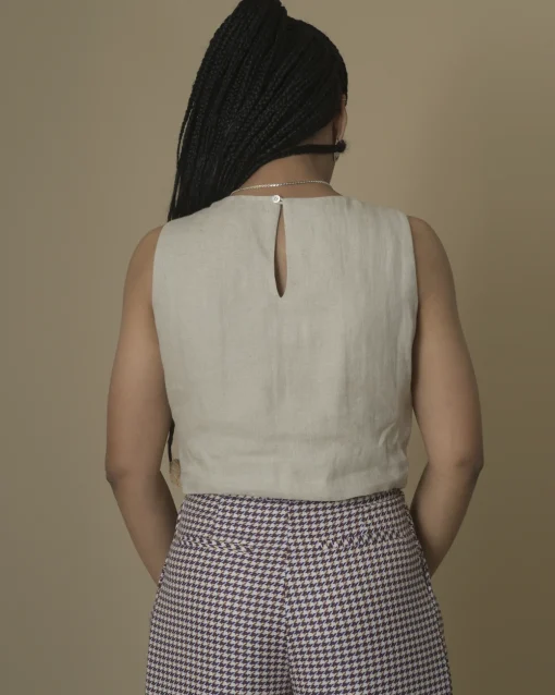La Piscine Paris Crop top en lin avec détails fleurs Maison Pere*Femme Tops