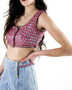 La Piscine Paris Crop top en tweed bleu et Edward Achour*Femme Tops