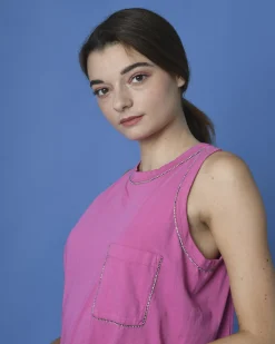 La Piscine Paris Débardeur sans manches à strass Nude*Femme T-Shirts