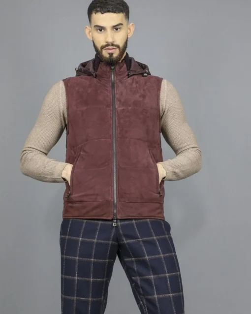 La Piscine Paris Doudoune sans manches en daim à capuche amovible Casheart*Homme Blousons & Vestes