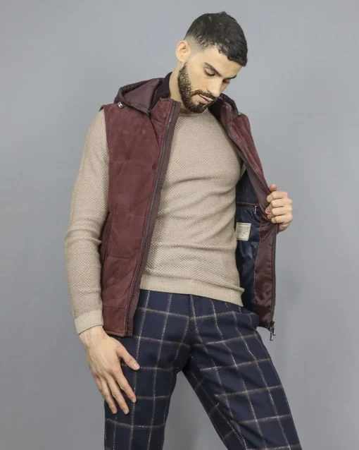 La Piscine Paris Doudoune sans manches en daim à capuche amovible Casheart*Homme Blousons & Vestes