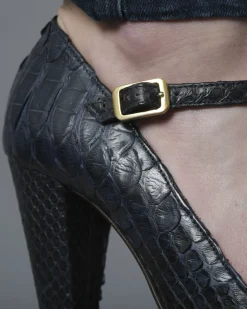 La Piscine Paris Escarpins à brides en cuir effet croco Michetti Daniele*Femme Chaussures
