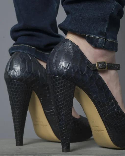 La Piscine Paris Escarpins à brides en cuir effet croco Michetti Daniele*Femme Chaussures