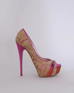 La Piscine Paris Escarpins à talons en effet liège rose Casadei*Femme Chaussures