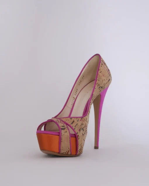 La Piscine Paris Escarpins à talons en effet liège rose Casadei*Femme Chaussures