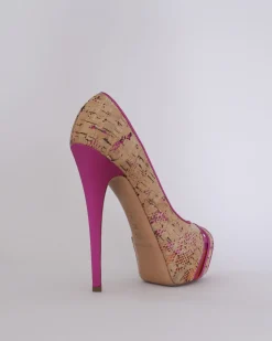 La Piscine Paris Escarpins à talons en effet liège rose Casadei*Femme Chaussures