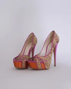 La Piscine Paris Escarpins à talons en effet liège rose Casadei*Femme Chaussures