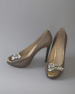 La Piscine Paris Escarpins en cuir à bouts ouverts ornées de cristaux Guess*Femme Chaussures