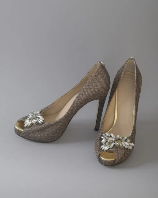 La Piscine Paris Escarpins en cuir à bouts ouverts ornées de cristaux Guess*Femme Chaussures