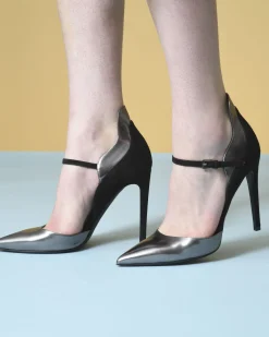 La Piscine Paris Escarpins en daim à empiècements en cuir lisse métallisé Ballin*Femme Chaussures