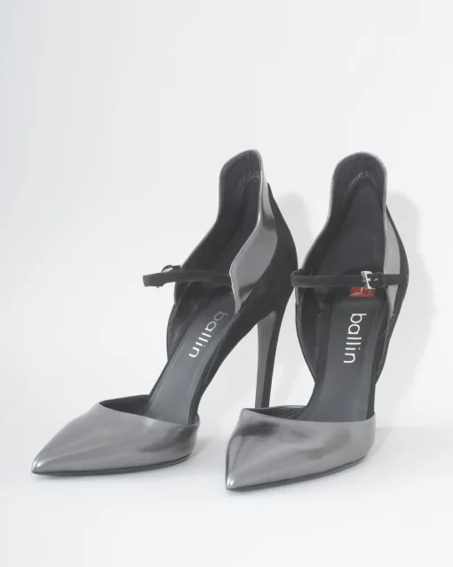 La Piscine Paris Escarpins en daim à empiècements en cuir lisse métallisé Ballin*Femme Chaussures
