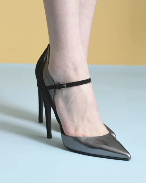 La Piscine Paris Escarpins en daim à empiècements en cuir lisse métallisé Ballin*Femme Chaussures