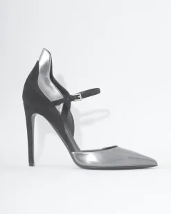 La Piscine Paris Escarpins en daim à empiècements en cuir lisse métallisé Ballin*Femme Chaussures
