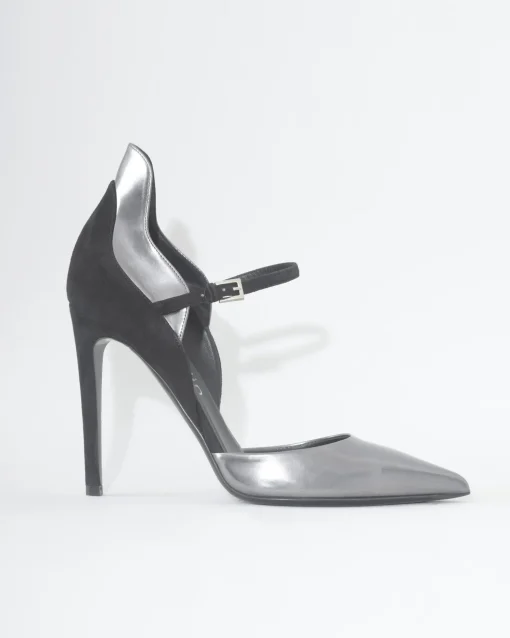 La Piscine Paris Escarpins en daim à empiècements en cuir lisse métallisé Ballin*Femme Chaussures