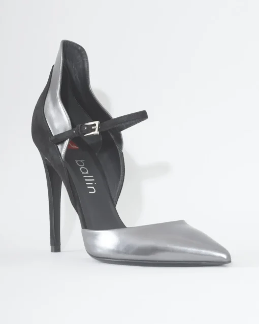 La Piscine Paris Escarpins en daim à empiècements en cuir lisse métallisé Ballin*Femme Chaussures