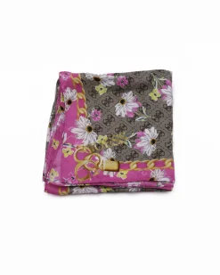 La Piscine Paris Foulard en soie gris et fuchsia à imprimé Guess*Femme Écharpes & Foulards