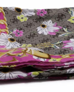 La Piscine Paris Foulard en soie gris et fuchsia à imprimé Guess*Femme Écharpes & Foulards
