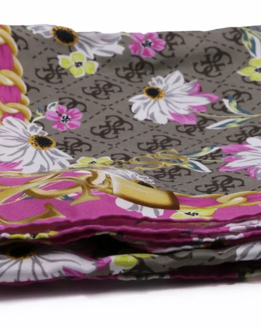 La Piscine Paris Foulard en soie gris et fuchsia à imprimé Guess*Femme Écharpes & Foulards