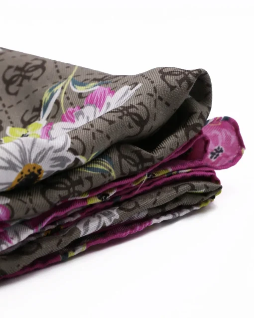 La Piscine Paris Foulard en soie gris et fuchsia à imprimé Guess*Femme Écharpes & Foulards
