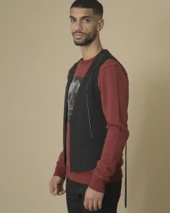 La Piscine Paris Gilet à surpiqûres blanches Isabel Benenato*Homme Blousons & Vestes