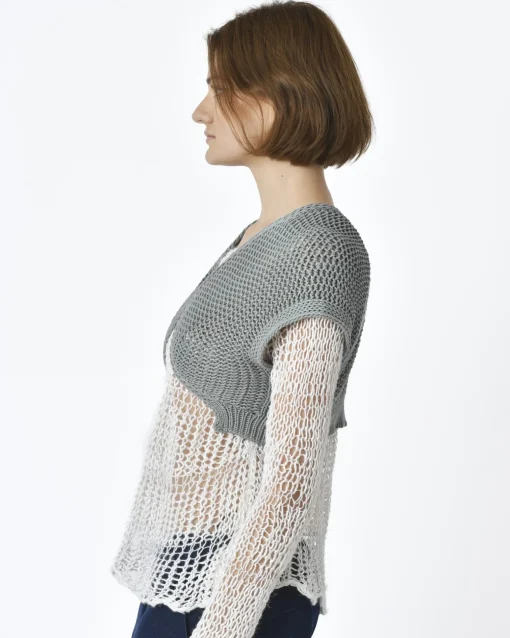 La Piscine Paris Gilet court en maille Gotha*Femme Pulls & Cardigans