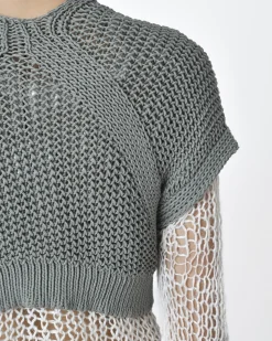 La Piscine Paris Gilet court en maille Gotha*Femme Pulls & Cardigans