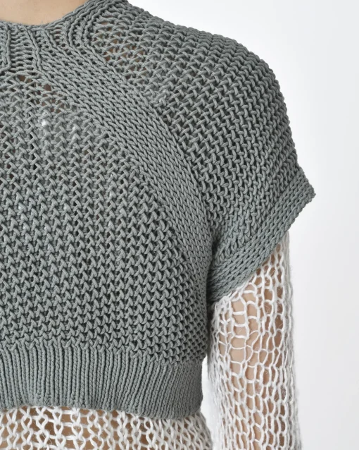 La Piscine Paris Gilet court en maille Gotha*Femme Pulls & Cardigans