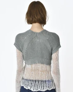 La Piscine Paris Gilet court en maille Gotha*Femme Pulls & Cardigans