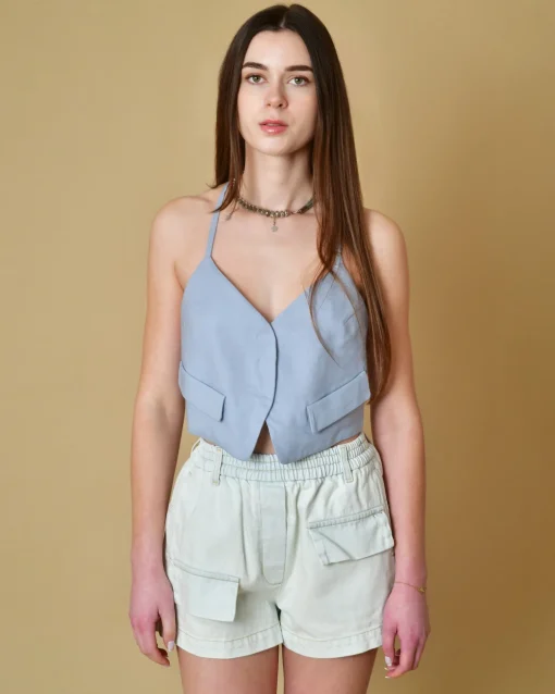 La Piscine Paris Gilet en lin dos nu Tela*Femme Tops