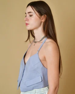 La Piscine Paris Gilet en lin dos nu Tela*Femme Tops