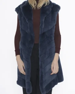 La Piscine Paris Gilet long sans manche fourrure Fontani*Femme Manteaux