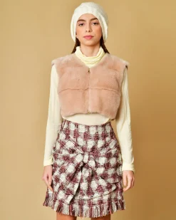 La Piscine Paris Gilet sans manches en maille et vison Manzoni 24*Femme Pulls & Cardigans