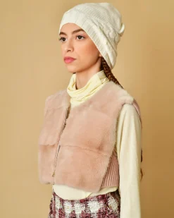La Piscine Paris Gilet sans manches en maille et vison Manzoni 24*Femme Pulls & Cardigans