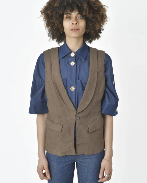La Piscine Paris Gilet sans manches 120% Lino*Femme Blousons & Vestes
