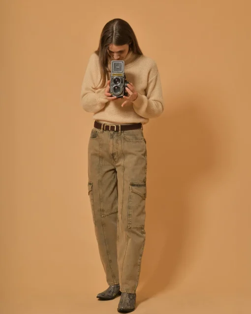 La Piscine Paris Jean cargo en coton beige Chloé Stora*Femme Bas Femme|Jeans