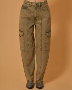 La Piscine Paris Jean cargo en coton beige Chloé Stora*Femme Bas Femme|Jeans