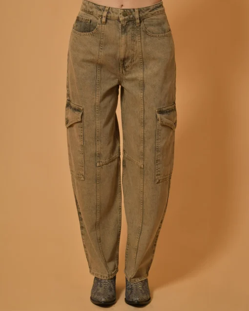 La Piscine Paris Jean cargo en coton beige Chloé Stora*Femme Bas Femme|Jeans