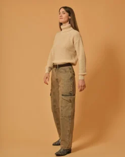 La Piscine Paris Jean cargo en coton beige Chloé Stora*Femme Bas Femme|Jeans